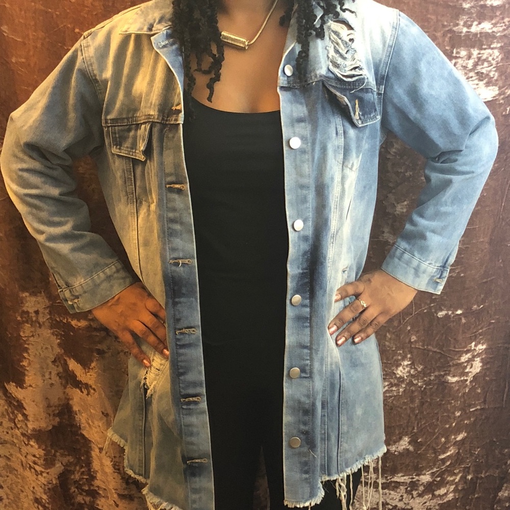 Long oversized denim jacket
